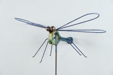 Load image into Gallery viewer, Large Metal Dragonfly Garden Stake Blue Green Patina Yard Art 53 Inch