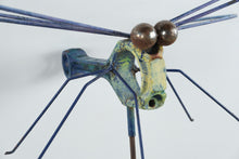 Load image into Gallery viewer, Large Metal Dragonfly Garden Stake Blue Green Patina Yard Art 53 Inch