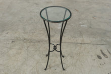 Load image into Gallery viewer, Vintage Wrought Iron Round Glass Plant Stand Accent Table 28 Inch