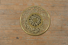 Load image into Gallery viewer, Ornate Brass Pedestal Plant Stand Pierced Filigree Round Accent Table