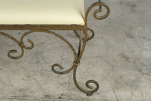 Load image into Gallery viewer, Wrought Iron Scrollwork Bench with Upholstered Seat