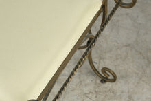 Load image into Gallery viewer, Scrolled Wrought Iron Upholstered Bench with Cream Cushion