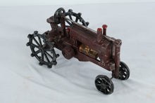 Load image into Gallery viewer, Antique Cast Iron Toy Tractor – Early 20th Century Red Farm Tractor with Spoked Wheels