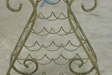 Load image into Gallery viewer, Wrought Iron Wine Rack Console Table with Verdigris Finish