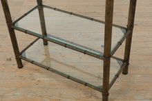 Load image into Gallery viewer, Bamboo-Style Metal Etagere Shelving Unit with Glass Shelves