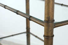 Load image into Gallery viewer, Bamboo-Style Metal Etagere Shelving Unit with Glass Shelves