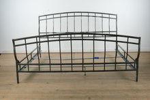 Load image into Gallery viewer, King Size Metal Bed Frame – Rubbed Silver Finish with Arched Headboard and Footboard