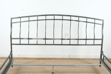 Load image into Gallery viewer, King Size Metal Bed Frame – Rubbed Silver Finish with Arched Headboard and Footboard