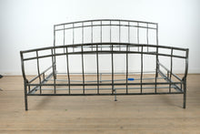 Load image into Gallery viewer, King Size Metal Bed Frame – Rubbed Silver Finish with Arched Headboard and Footboard