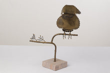 Load image into Gallery viewer, Metal Owl Sculpture Perched on Branch