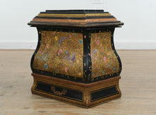 Load image into Gallery viewer, Asian Toleware Hand-Painted Lacquer Wood & Tin Storage Box Cabinet