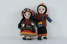 Load image into Gallery viewer, Vintage Peruvian Folk Art Doll Pair Handcrafted Textile Dolls Traditional Costume