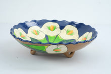 Load image into Gallery viewer, Mexican Talavera Style Calla Lily Footed Pottery Bowl Hand Painted 11 Inch