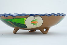 Load image into Gallery viewer, Mexican Talavera Style Calla Lily Footed Pottery Bowl Hand Painted 11 Inch