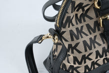 Load image into Gallery viewer, Michael Kors MK Logo Jacquard Satchel Crossbody Handbag Black Beige Large