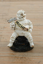 Load image into Gallery viewer, Antique Michelin Man Cast Iron Coin Bank Detroit 1918 Advertising Figure