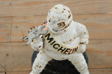 Load image into Gallery viewer, Antique Michelin Man Cast Iron Coin Bank Detroit 1918 Advertising Figure