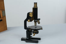 Load image into Gallery viewer, Antique R Winkel Gottingen German Brass Microscope No 19332 with Wood Case