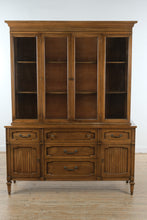 Load image into Gallery viewer, Mid-Century Modern Walnut China Cabinet with Glass Display & Storage Base