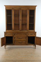 Load image into Gallery viewer, Mid-Century Modern Walnut China Cabinet with Glass Display & Storage Base