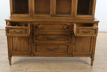 Load image into Gallery viewer, Mid-Century Modern Walnut China Cabinet with Glass Display & Storage Base