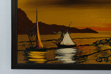 Load image into Gallery viewer, Mid Century Modern Coastal Seascape Painting Signed Ryan Original Board Art 51x27