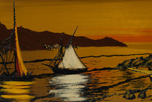Load image into Gallery viewer, Mid Century Modern Coastal Seascape Painting Signed Ryan Original Board Art 51x27