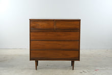 Load image into Gallery viewer, Mid Century Modern Dixie Walnut 5 Drawer Chest on Tapered Legs