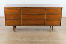 Load image into Gallery viewer, Mid Century Modern Walnut 9 Drawer Dresser- Online Only