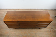 Load image into Gallery viewer, Mid Century Modern Walnut 9 Drawer Dresser- Online Only