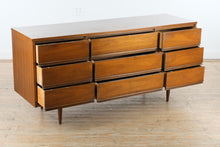 Load image into Gallery viewer, Mid Century Modern Walnut 9 Drawer Dresser- Online Only