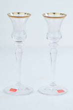 Load image into Gallery viewer, Mikasa Jamestown Gold Crystal Taper Candle Holders Set of 2 Austria in Box