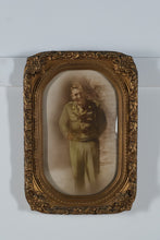 Load image into Gallery viewer, Antique Gilt Ornate Frame with Convex Glass & WWII Military Portrait