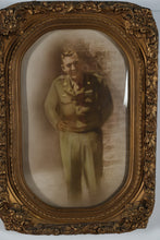 Load image into Gallery viewer, Antique Gilt Ornate Frame with Convex Glass & WWII Military Portrait