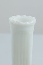 Load image into Gallery viewer, Vintage Anchor Hocking Stars and Bars White Milk Glass Bud Vase 9 Inch