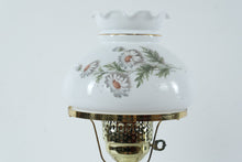 Load image into Gallery viewer, Vintage Milk Glass Hurricane Style Electric Lamp Daisy Shade 17 Inch