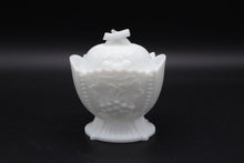 Load image into Gallery viewer, Vintage Milk Glass Paneled Grape Creamer and Sugar Bowl With Lid