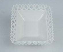 Load image into Gallery viewer, Westmoreland Vintage Milk Glass Dancing Sailor Lace Edge Rectangular Footed Bowl
