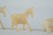 Load image into Gallery viewer, Vintage Celluloid Animal Figurines Horses and Elephants Miniature Set
