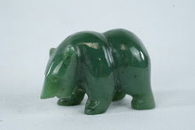 Load image into Gallery viewer, Carved Green Stone Bear Figurine Inuit Style Animal Sculpture