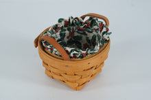 Load image into Gallery viewer, Longaberger Handwoven Mini Basket w/ Holly Fabric Liner & Clear Protector – Dresden, Ohio USA