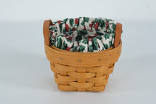 Load image into Gallery viewer, Longaberger Handwoven Mini Basket w/ Holly Fabric Liner & Clear Protector – Dresden, Ohio USA
