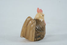 Load image into Gallery viewer, Carved Mini Rooster Figurine Netsuke Style Chicken Sculpture