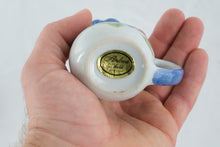 Load image into Gallery viewer, Andrea by Sadek Rooster Creamer Pitcher Blue Pansy Floral Ceramic Thailand