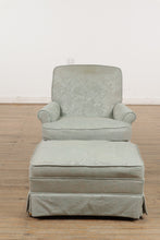 Load image into Gallery viewer, Floral Seafoam Armchair with Ottoman