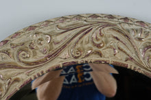 Load image into Gallery viewer, Ornate Round Wall Mirror – Antique White & Gold Scroll Frame