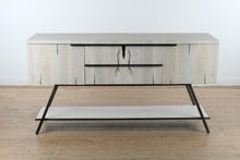 Load image into Gallery viewer, Modern Live Edge Cerused Wood Sideboard Credenza with Metal Base - Online Only