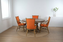 Load image into Gallery viewer, Modern Round Dining Table and 4 Rattan Armchairs with Orange Upholstery Set