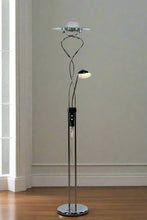 Load image into Gallery viewer, Modern Chrome Spiral Torchiere Floor Lamp with Reading Light – 70" Tall