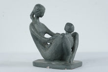 Load image into Gallery viewer, Modernist Mother and Child Sculpture Figurine Green Patina Finish